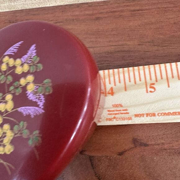 Vtg Set of 3 Heart Nesting Boxes Melamine Red Floral Lided Trinket Keepsake Dish - Picture 14 of 14